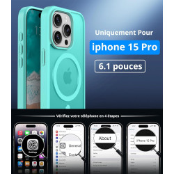 Vansdon Magnétique Coque pour iPhone 15 Pro avec 1 Verre Trempé, Compatible avec MagSafe, Protection Contre Les Chutes de qualit