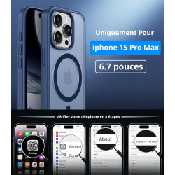 Vansdon Magnétique Coque pour iPhone 15 Pro Max avec 1 Verre Trempé, Compatible avec MagSafe, Protection Contre Les Chutes de qu