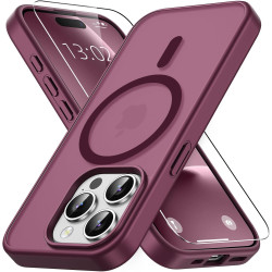 Vansdon Magnétique Coque pour iPhone 15 Pro Max avec 1 Verre Trempé, Compatible avec MagSafe, Protection Contre Les Chutes de qu