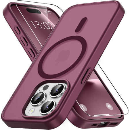 Vansdon Magnétique Coque pour iPhone 15 Pro Max avec 1 Verre Trempé, Compatible avec MagSafe, Protection Contre Les Chutes de qu