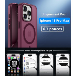 Vansdon Magnétique Coque pour iPhone 15 Pro Max avec 1 Verre Trempé, Compatible avec MagSafe, Protection Contre Les Chutes de qu