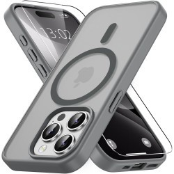Vansdon Magnétique Coque pour iPhone 15 Pro Max avec 1 Verre Trempé, Compatible avec MagSafe, Protection Contre Les Chutes de qu