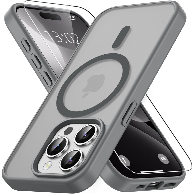 Vansdon Magnétique Coque pour iPhone 15 Pro Max avec 1 Verre Trempé, Compatible avec MagSafe, Protection Contre Les Chutes de qu