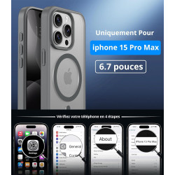 Vansdon Magnétique Coque pour iPhone 15 Pro Max avec 1 Verre Trempé, Compatible avec MagSafe, Protection Contre Les Chutes de qu