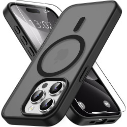 Vansdon Magnétique Coque pour iPhone 15 Pro Max avec 1 Verre Trempé, Compatible avec MagSafe, Protection Contre Les Chutes de qu