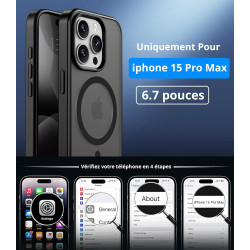 Vansdon Magnétique Coque pour iPhone 15 Pro Max avec 1 Verre Trempé, Compatible avec MagSafe, Protection Contre Les Chutes de qu