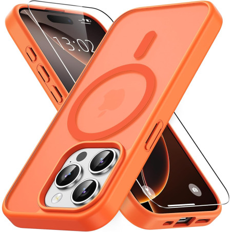 Vansdon magnétique coque pour iphone 15 pro max avec 1 verre trempé, compatible avec magsafe, protection contre les chutes de qu