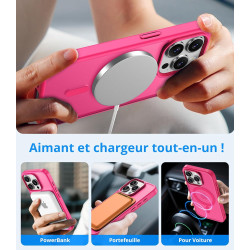 Vansdon Magnétique Coque pour iPhone 15 Pro Max avec 1 Verre Trempé, Compatible avec MagSafe, Protection Contre Les Chutes de qu