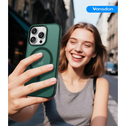Vansdon Magnétique Coque pour iPhone 15 Pro Max avec 1 Verre Trempé, Compatible avec MagSafe, Protection Contre Les Chutes de qu