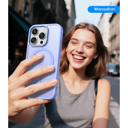 Vansdon Magnétique Coque pour iPhone 15 Pro Max avec 1 Verre Trempé, Compatible avec MagSafe, Protection Contre Les Chutes de qu