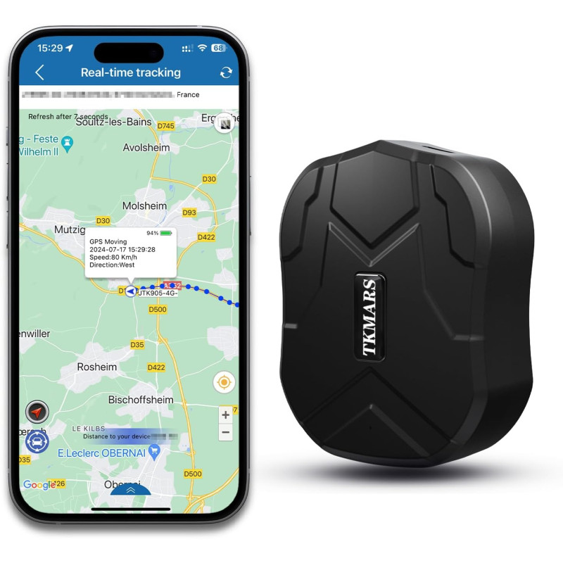 4G Traceur GPS Voiture 4G Magnétique Étanche, Tracker GPS Moto sans Carte SIM Localisation en Temps Réel, Traqueur GPS Voiture L