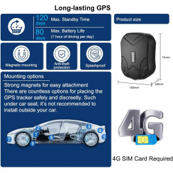 4G GPS Tracker Voiture Antivol APP sans Abonnement Traceur GPS 240 Jours Longue Autonomie Suivi en Temps Réel Localisateur Alarm