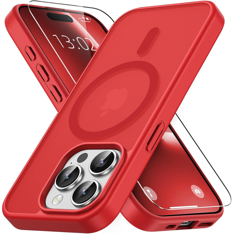 Vansdon Magnétique Coque pour iPhone 15 Pro Max avec 1 Verre Trempé, Compatible avec MagSafe, Protection Contre Les Chutes de qu
