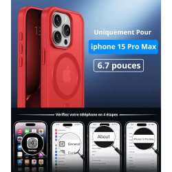 Vansdon Magnétique Coque pour iPhone 15 Pro Max avec 1 Verre Trempé, Compatible avec MagSafe, Protection Contre Les Chutes de qu