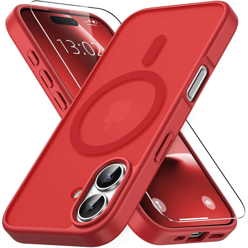 Vansdon Magnétique Coque pour iPhone 16 avec 1 Verre Trempé, Compatible avec MagSafe, Protection Contre Les Chutes de qualité Mi