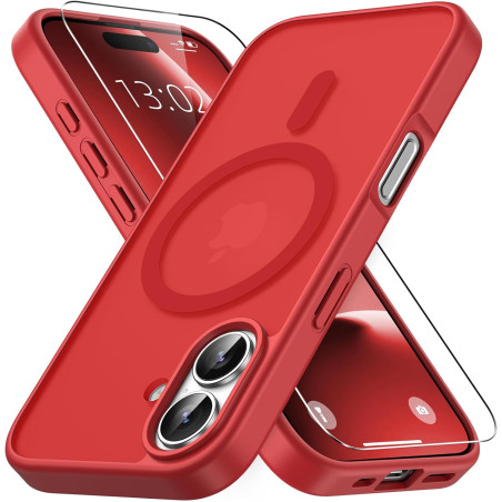 Vansdon Magnétique Coque pour iPhone 16 avec 1 Verre Trempé, Compatible avec MagSafe, Protection Contre Les Chutes de qualité Mi