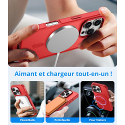 Vansdon Magnétique Coque pour iPhone 16 Pro Max avec 1 Verre Trempé, Compatible avec MagSafe, Protection Contre Les Chutes de qu