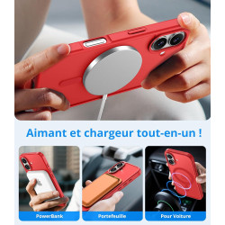 Vansdon Magnétique Coque pour iPhone 17 avec 1 Verre Trempé, Compatible avec MagSafe, Protection Contre Les Chutes de qualité Mi