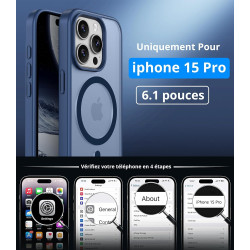 Vansdon Magnétique Coque pour iPhone 15 Pro avec 1 Verre Trempé, Compatible avec MagSafe, Protection Contre Les Chutes de qualit