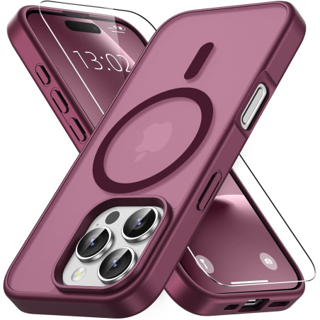 Vansdon Magnétique Coque pour iPhone 16 Pro avec 1 Verre Trempé, Compatible avec MagSafe, Protection Contre Les Chutes de qualit