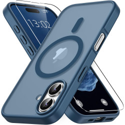 Coque Vansdon Magnétique pour iPhone 16 avec 1 Verre Trempé, Compatible MagSafe, Protection Militaire, Coque Mat Translucide Fin