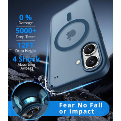 Coque Vansdon Magnétique pour iPhone 16 avec 1 Verre Trempé, Compatible MagSafe, Protection Militaire, Coque Mat Translucide Fin