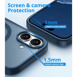 Coque Vansdon Magnétique pour iPhone 16 avec 1 Verre Trempé, Compatible MagSafe, Protection Militaire, Coque Mat Translucide Fin