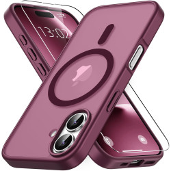 Coque Vansdon Magnétique pour iPhone 16 avec 1 Verre Trempé, Compatible MagSafe, Protection Militaire, Coque Mat Translucide Fin