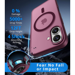 Coque Vansdon Magnétique pour iPhone 16 avec 1 Verre Trempé, Compatible MagSafe, Protection Militaire, Coque Mat Translucide Fin