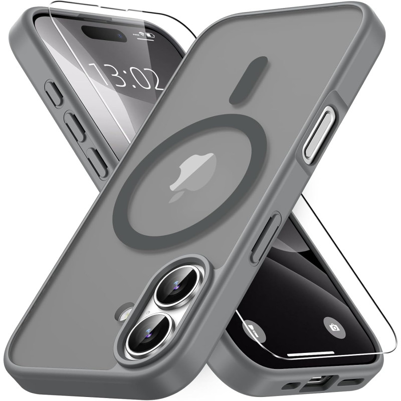 Vansdon Magnétique Coque pour iPhone 16 avec 1 Verre Trempé, Compatible avec MagSafe, Protection Contre Les Chutes de qualité Mi
