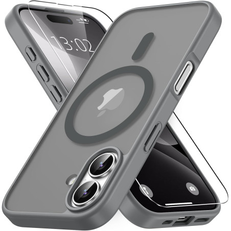 Vansdon Magnétique Coque pour iPhone 16 avec 1 Verre Trempé, Compatible avec MagSafe, Protection Contre Les Chutes de qualité Mi