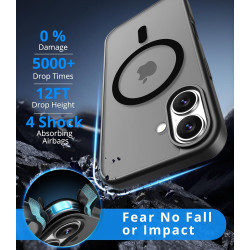 Coque Vansdon Magnétique pour iPhone 16 avec Verre Trempé, Compatible MagSafe, Protection Militaire, Coque Mat Translucide Fine 