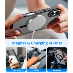 Coque Vansdon Magnétique pour iPhone 16 avec Verre Trempé, Compatible MagSafe, Protection Militaire, Coque Mat Translucide Fine 