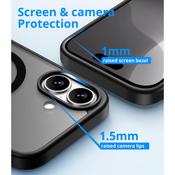 Coque Vansdon Magnétique pour iPhone 16 avec Verre Trempé, Compatible MagSafe, Protection Militaire, Coque Mat Translucide Fine 
