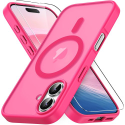 Coque Vansdon Magnétique pour iPhone 16, 1 Verre Trempé, Compatible MagSafe, Protection Militaire, Coque Mat Translucide Fine An