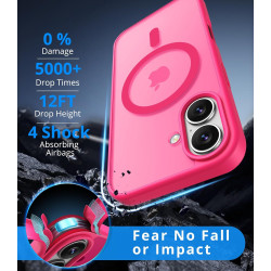 Coque Vansdon Magnétique pour iPhone 16, 1 Verre Trempé, Compatible MagSafe, Protection Militaire, Coque Mat Translucide Fine An