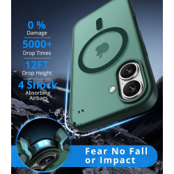 Coque Vansdon Magnétique pour iPhone 16 avec 1 Verre Trempé, Compatible MagSafe, Protection Militaire, Coque Mat Translucide Fin