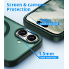 Coque Vansdon Magnétique pour iPhone 16 avec 1 Verre Trempé, Compatible MagSafe, Protection Militaire, Coque Mat Translucide Fin