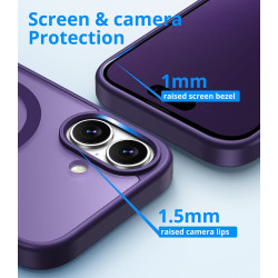 Coque Vansdon Magnétique pour iPhone 16 avec Verre Trempé, Compatible MagSafe, Protection Militaire, Coque Mat Translucide Fine 