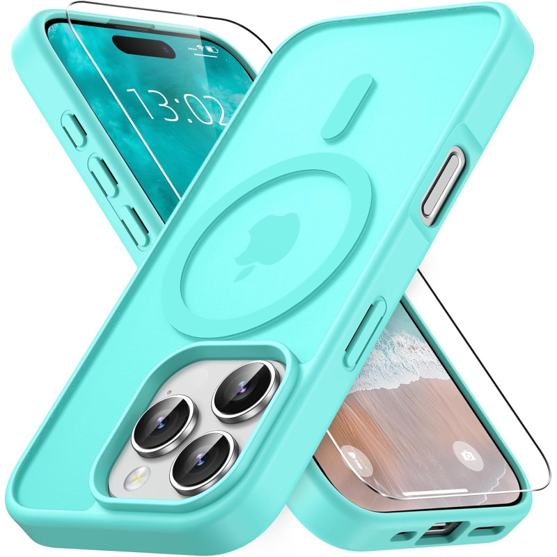Vansdon Magnétique Coque pour iPhone 16 Pro Max avec 1 Verre Trempé, Compatible avec MagSafe, Protection Contre Les Chutes de qu