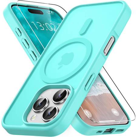 Vansdon Magnétique Coque pour iPhone 16 Pro Max avec 1 Verre Trempé, Compatible avec MagSafe, Protection Contre Les Chutes de qu