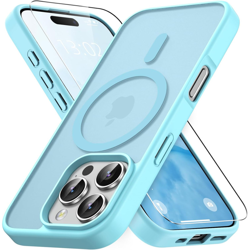 Vansdon Magnétique Coque pour iPhone 16 Pro Max avec 1 Verre Trempé, Compatible avec MagSafe, Protection Contre Les Chutes de qu