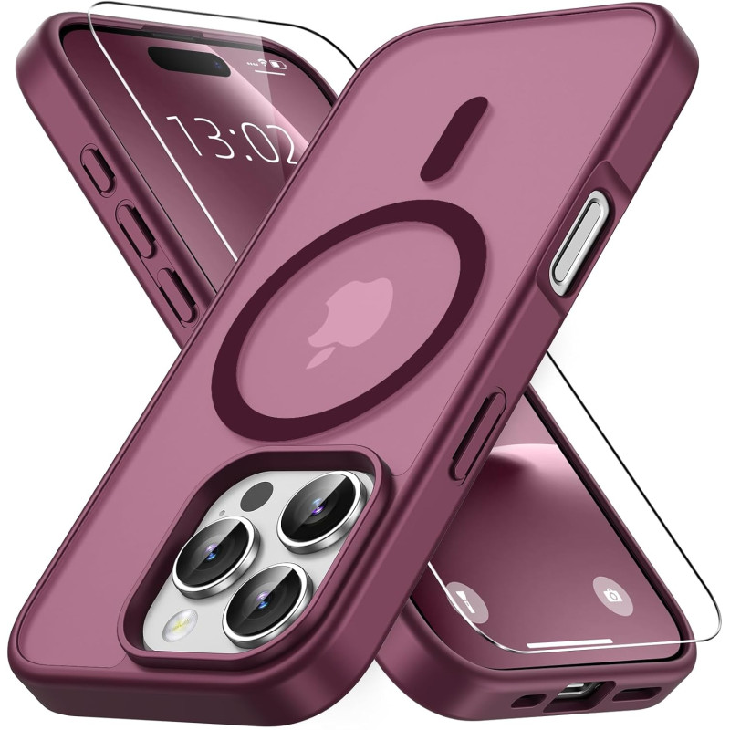 Vansdon Magnétique Coque pour iPhone 16 Pro Max avec 1 Verre Trempé, Compatible avec MagSafe, Protection Contre Les Chutes de qu