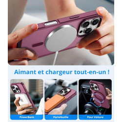 Vansdon Magnétique Coque pour iPhone 16 Pro Max avec 1 Verre Trempé, Compatible avec MagSafe, Protection Contre Les Chutes de qu