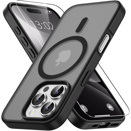 Vansdon Magnétique Coque pour iPhone 16 Pro Max avec 1 Verre Trempé, Compatible avec MagSafe, Protection Contre Les Chutes de qu