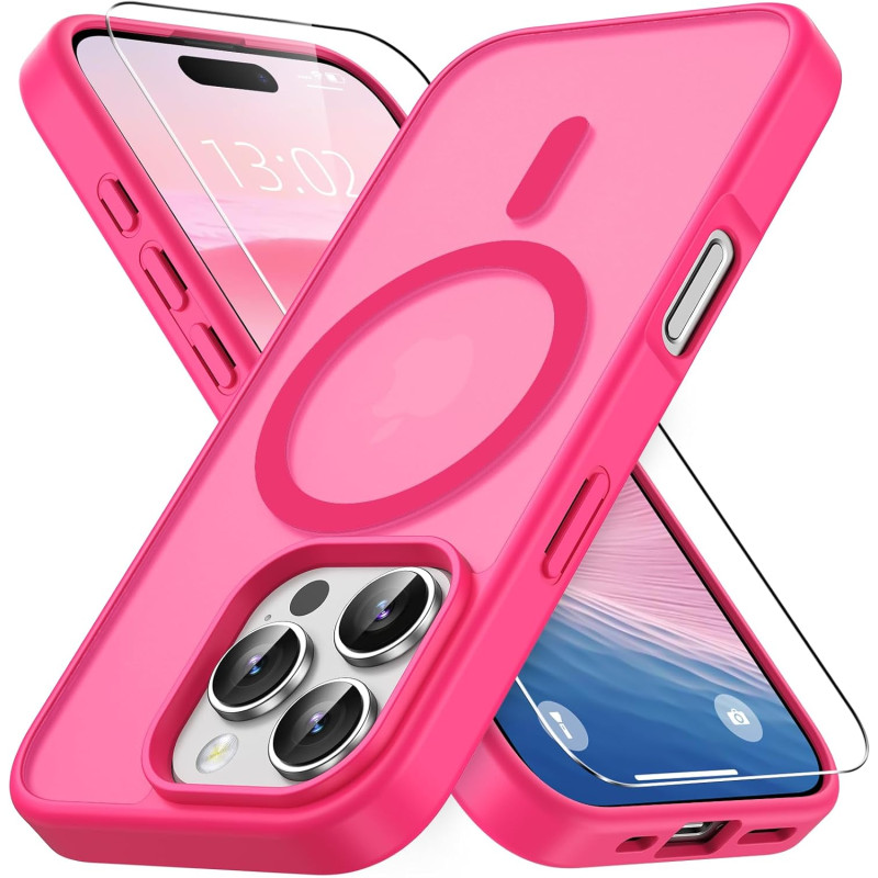 Vansdon Magnétique Coque pour iPhone 16 Pro Max avec 1 Verre Trempé, Compatible avec MagSafe, Protection Contre Les Chutes de qu
