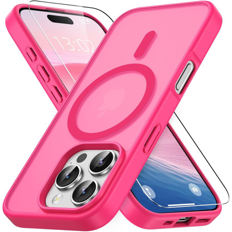 Vansdon Magnétique Coque pour iPhone 16 Pro Max avec 1 Verre Trempé, Compatible avec MagSafe, Protection Contre Les Chutes de qu