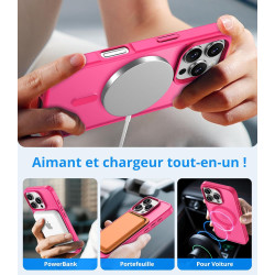 Vansdon Magnétique Coque pour iPhone 16 Pro Max avec 1 Verre Trempé, Compatible avec MagSafe, Protection Contre Les Chutes de qu