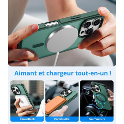 Vansdon Magnétique Coque pour iPhone 16 Pro Max avec 1 Verre Trempé, Compatible avec MagSafe, Protection Contre Les Chutes de qu