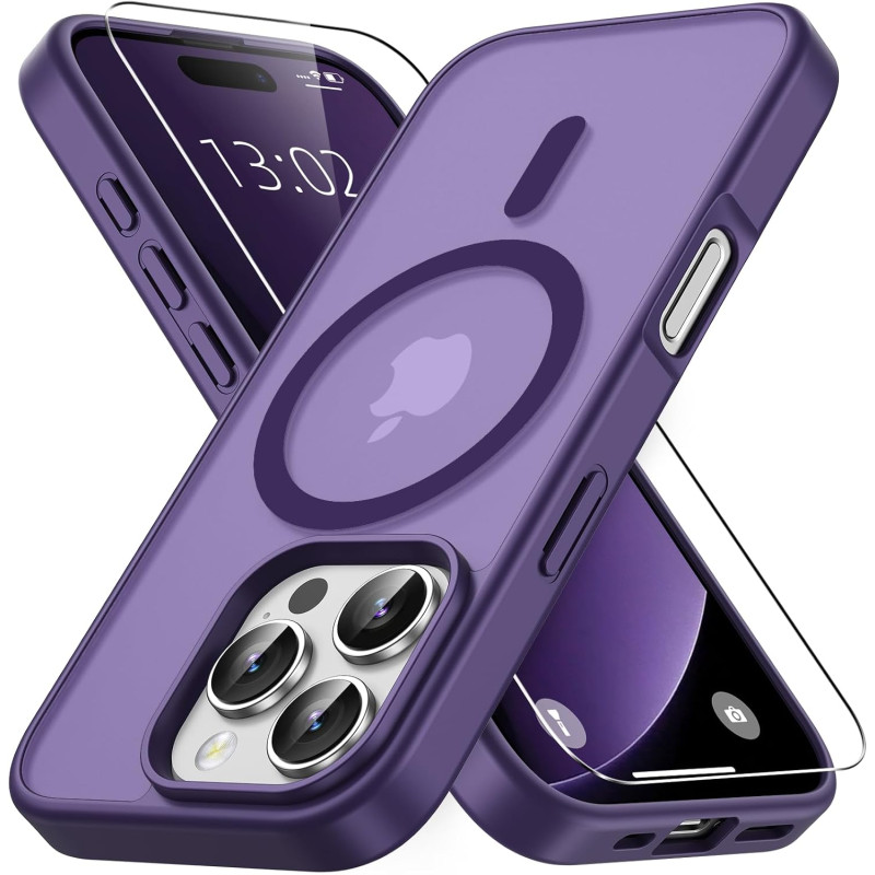 Vansdon Magnétique Coque pour iPhone 16 Pro Max avec 1 Verre Trempé, Compatible avec MagSafe, Protection Contre Les Chutes de qu
